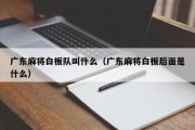 广东麻将白板队叫什么（广东麻将白板后面是什么）