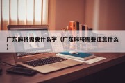 广东麻将需要什么字（广东麻将需要注意什么）