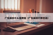 广东麻将什么是牌路（广东麻将打牌思路）