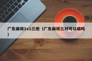 广东麻将1v1三炮（广东麻将三对可以胡吗）
